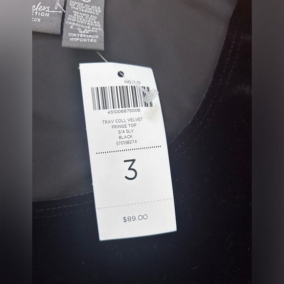 Chico’s Travelers Collection Black Assymetrical Velvet Tunic Top - Size 3 - NWT - Picture 6 of 10
